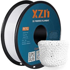 PETG siūlas 1,75 mm, XZN 3D spausdintuvo siūlas PETG, matmenų tikslumas +/- 0,02 mm, 1 kg ritė – balta