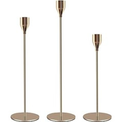 Best Goods Candle Holder Set of 3 Metal 23/28/32 cm Vintage Gold Candle Holder Table Decoration for Weddings, Birthdays, Parties