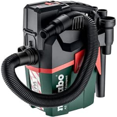 Metabo AS 18 HEPA PC kompaktais akumulatora putekļsūcējs 18 V - kaste ar manuālu filtra tīrīšanu un HEPA filtru - 602029850