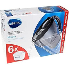 BRITA vandens filtras Marella grafitas įsk. 6 MAXTRA + filtrų kasetės - BRITA filtro starteris, skirtas sumažinti kalkių, chloro, švino, vario ir skonį pažeidžiančių medžiagų kiekį vandenyje