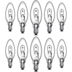 Doright 10 x 42 W E14 Halogēnspuldze C35 Dimmable Warm White 2700 K E14 Halogēnspuldze 613 lm AC 220-240 V Ses Small Edison Screw Halogen Bulb (Clean Glass)