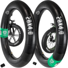 Moovmoov 2 x velosipēda iekšējā caurule 20 x 4.0 Fat Bike Inner Tube 20 x 4 ar taisnu Schrader vārstu AV 33 mm Fat Bike, kalnu velosipēdiem, elektrovelosipēdiem (100-406)