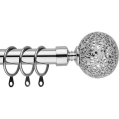 Aizkaru stangas Mosaic Ball Finials Izvelkamais aizkaru stangas komplekts no 120 cm līdz 300 cm Chrome Regulējams aizkaru stienis 19 mm diametrs Aizkaru stangas Aizkaru stangas Aizkaru stangas