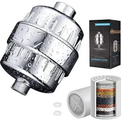 Dogfish Shower Filter 15 Levels Shower Filter for Hard Water, High Performance Universal Limescale Filter Shower for Removing Chlorine Fluoride, Heavy Metals and Other Sediments, Vitamin C Water