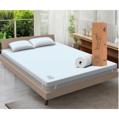 SLEEPY OWL Memory Foam Mattress Topper Small Double 7 cm biezs gēla pildīts ortopēdiskais matracis noņemams mazgājams pārvalks ar rāvējslēdzēju un regulējams