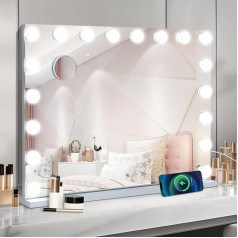 YU YUSING Hollywood Make-Up Mirror with Lighting, 18 LED Lights, Dimmable Cosmetic Mirror, 3 Modes, Vanity Mirror, Table Mirror, Wall Mirror with 10x Magnification (18 LED Light)