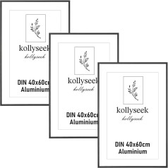 kollyseek 3 x alumīnija bilžu rāmji, 40 x 60 cm, melns metāla plakātu rāmis ar akrila stiklu, moderns fotorāmis, rāmis ar stiprinājumu bildēm, plakātiem, fotogrāfijām