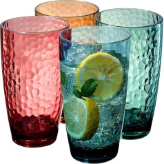 Classic Reusable Plastic Tumblers 4 Pack Muted Colors 14oz Acrylic Unbreakble Water Cup Juice Wine Cup BPA Free Dishwasher Safe Tritan Shatterproof