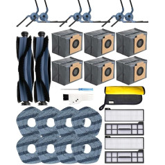 Yivy 29 piederumu komplekts Eufy X10 Pro Omni robotizētajam putekļsūcējam, 2 galvenās birstes, 6 sānu birstes, 6 putekļu maisiņi, 4 HEPA filtri, 8 salvetes utt.