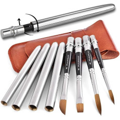 Fuumuui Travel Brush Set Professional Kolinsky Brush for Watercolour Acrylic Inks Gouache Painting