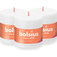 Bolsius Rustic Pillar Candle XXL, balta, 3 gabali, 10 x 10 cm, dekoratīvās mājas sveces, degšanas laiks 62 stundas, bez aromāta, satur dabīgo augu vasku, bez palmu eļļas