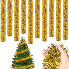 Cindeer Tinsel vītņu vītne 6ft apdare Chunky Tinsel Thick Hanging Luxury Tinsel Ziemassvētku pusei iekštelpu āra apdare (dzeltena)