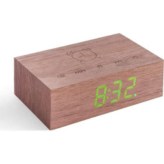 Gingko Flip Click Clock LED modinātājs, aktivizēta Flip tehnoloģija, uzlādējams ar lāzera gravējumu, dažādas koksnes apdares