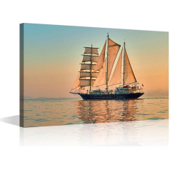 TISHIRON Audekls glezna Buru kuģis Sienas māksla guļamistabai Dzīvojamā istaba Jahtas burāšana saulrieta laikā Modern Home Decor Gleznas Pictures Seascape Office Wall Decor