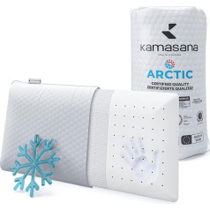 KAMASANA Arctic Cooling Neck Support Pillow, 40 x 80 cm, ergonomisks spilvens, kakla sāpes, ortopēdiskais spilvens, atmiņas putas, ilgāks kalpošanas laiks, dzesēšanas tehnoloģija, ražots Spānijā