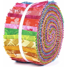 Soimoi 40 gabali Batik Print kokvilnas izstieptas audumi stepēšanai amatniecības sloksnes 2,5 x 42 collas Jelly Roll - sarkans - sarkans