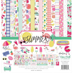 Echo Park Paper Company BS182016 Best Summer Ever Collection Kit Papīra komplekts, rozā, zilganzaļš, dzeltens, zaļš, zaļš, violets