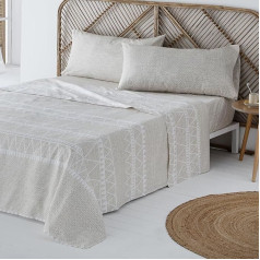 COTTON ARTean Navia Beige Gulta 90 x 190/200 Mikrošķiedras hipoalerģisks gultas veļas komplekts ietver plakano palagu + 1 spilvendrānu + 90 cm gultas pārklāju + pielāgojamo palagu