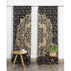 Populārs rokdarbi Indijas Hippie Boho Mandala aizkars Ombre Black Gold