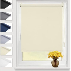 Eurohome aptumšojošā rullo žalūzija Thermal Roller Blind 100 x 210 cm (auduma platums 96 cm) Cream Klemmfix Bez urbšanas ar tādas pašas krāsas pārklājumu Side Pull Blind Oeko-Tex Standard 100 Clamping Roller Blind