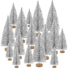 Kuuqa Mini Sizala sniega sals Ziemassvētku eglītes pudeles suku koki Plastmasas ziemas sniega ornamenti Tabletop koki ar Merry Christmas burtiem Xmas Party Home Party Diorama Models