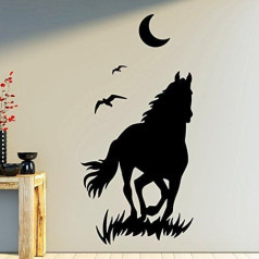 Ambiance-Live Horse and Moon Wall Sticker Decal Black 55cm x 35cm