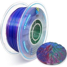 YOUSU Tri-Colors PLA filaments, spīdīgs zīda koekstrudēts 3D printera filaments 1,75 mm (± 0,03 mm), zīda rozā/zilā/zaļā trīs krāsu filaments, 1 kg/2,2 lbs