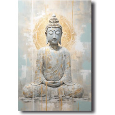 LZIMU Buddha Canvas Pictures, Budas statuja Glezniecība Prints Zen Pictures budistu garīgo mākslas darbu jogas Spa Meditācija Room Framed (Picture-3, (40.00 x 60.00 cm))