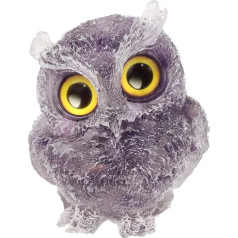 KYEYYGWO Ametists Cute Crystal Owl Figure Ornaments Ornaments, Mini akmens pūce Statuetes Resin Dzīvnieku skulptūra Talismans Dziedināšanas akmens putnu dekorēšana mājas biroja galda puķu podam Mikro ainava 6 cm