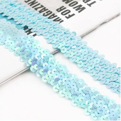 3 jardi trīs rindas Sequin Stretch Lace, 3 cm gliteru dekoratīvā gliteru lentīte, dekoratīvā lentīte robežu lente šūšanai DIY amatniecības kostīmu rotājumiem, amatniecības projektiem, gaiši zils