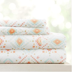 Becky Cameron Super Soft Patterned King Aztec Dreams Coral Sheet komplekts