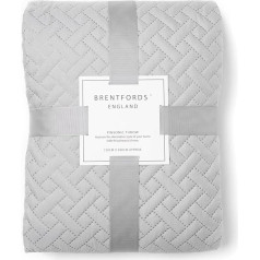 Brentfords Pinsonic ģeometriskais gultas pārklājs Quilted Throw Liela dīvāna gultas sega Easy Care Silver Grey - 125x150cm