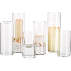 Stikla sveču turētājs Pillar Candles Pillar Candles Peldošās sveces dekorēšanai, cilindrs 6 sveču turētāji Stikls kāzu galda dekorēšanai, stikla cilindrs sveču dekorēšanai Mājas dzīvojamā istaba, moderns, liels