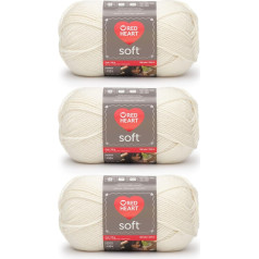 Red Heart Soft Off White dzija - 3 iepakojumi 5oz - Akrils - 4 Medium (Worsted) - 220 metri - Adīšana, tamborēšana un amatniecība