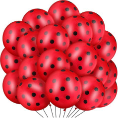 Pack of 100 Ladybird Balloons Red Black Polka Dot Latex Balloons 12 collu Ladybird Dot baloni Ladybird tēmu partiju apdare dzimšanas diena Kāzu piederumi