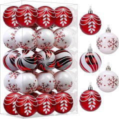 SHareconn Pack of 12 3.15 Inch Christmas Tree Baubles, Colourful Shatterproof Plastic Tree Baubles for Christmas Tree Decoration, Holiday, Wedding, Party Decoration (Black & Gold, 80 mm) (6 cm, Red