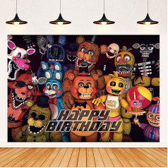 Freddy's Five Nights at Freddy's Backdrop Freddy Themed Party Backdrop Photo Booth Banner Liels auduma Mākslinieciskais Dzimšanas dienas svinību piederumi meitenēm, zēniem, pusaudžiem un jauniešiem