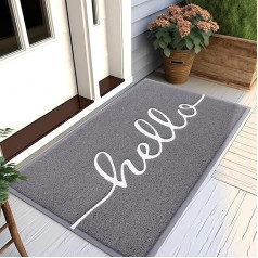 Homaxy Hello Doormat, āra un iekštelpu, neslīdošs netīrumu ķērājs, mazgājams āra durvju paklājs priekšdurvīm, ieejas zonai, dārzam (80 x 120 cm, pelēks)