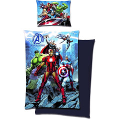 Avengers Gultas veļa 140 x 200 cm 70 x 90 cm Spilvenu pārvalks [atgriezenisks motīvs 2 dizaini] 100% mikrošķiedra, pārbaudīta attiecībā uz kaitīgām vielām, Oeko-Tex