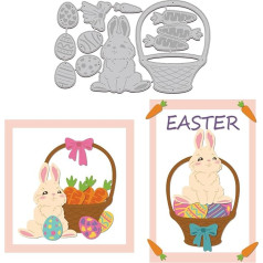 GLOBLELAND 1 Set Easter Bunny Egg Cutting Dies Metal Basket Carrot Cutting Dies Embossing Stencils Template for Paper Card Making Decoration DIY Scrapbooking Album Decor