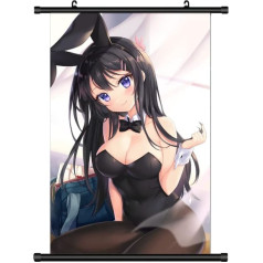 KARMA-X Liels 60 x 90 cm Bunny Senpai Kakemono Roll Picture Anime Manga Auduma plakāts Sienas ritināšanas plakāts Sienas apdare Dāvanu Bunny Girl Senpai