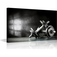 Sienas māksla dzīvojamai istabai Melnā hanteles audekls Sienas māksla Spēka apmācība Modern Wall Art Fitness Bodybuilding Plakāti un izdrukas Modern Artwork Gatavs pakārt guļamistabai