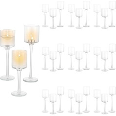 Sziqiqi Pack of 30 Glass Tea Light Holders - Elegant Candle Holders Tall Candle Holders Pillar Candles Tea Lights Table Decoration for Wedding Dining Table Bathroom Birthday Party Decoration