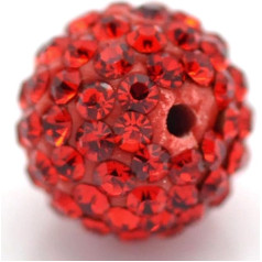 RUBYCA Čekijos krištolo karoliukai su pavé įtvirtinimu, skirti Shamballa papuošalams, 8 mm, šviesiai Siamo raudonos spalvos, 100 vnt.