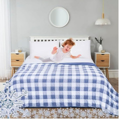 Atvēsinoša sega nakts sviedriem Bambusa vasaras lielā gultas sega Navy Buffalo Plaid Cool Japānas Arc-Chill Q-MAX>0.5 Divpusējs piknika absorbē siltumu Soft 200×220cm