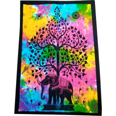 Purpledip Elephant and Tree of Life Cotton Wall Hanging Sienas māksla (20031)