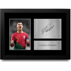 HWC Trading FR A4 Cristiano Ronaldo Portugal Dāvanas ar autogrāfu fotogrāfija futbola faniem un līdzjutējiem - A4 ierāmēta