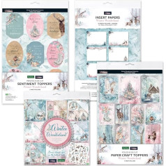 Katy Sue Kanban Crafts Winter Wonderland Papercraft Collection Bundle Contains 8 x 8 Premium Papers, Papercraft Toppers, Sentiment Toppers & Insert Papers