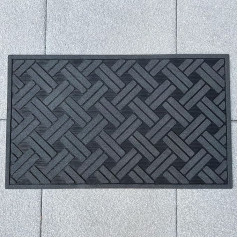 Ultralux Doormat gumijas paklājs iekštelpās ārā neslīdošs netīrumu ķērājs melns ar sudraba rakstu 75x45cm Heavy Duty Heavy Duty Dirt Trapper Mat