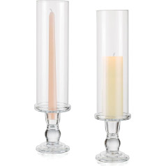 Inweder Stikla sveces turētājs Pillar Candles: Stikls: 2 laternu sveču turētāju komplekts kāzām un Ziemassvētkiem - sveču turētājs stabiņu svecēm - caurspīdīgs stabiņu sveču turētājs mājas dekorēšanai.